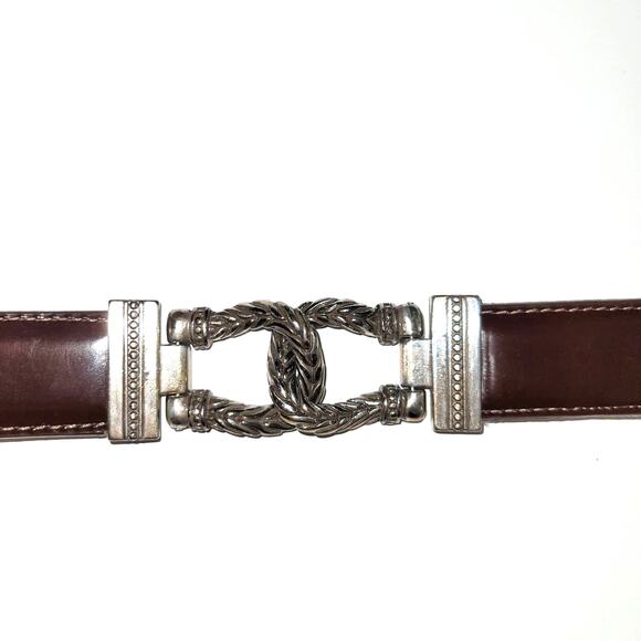 Vintage Brighton Leather Belt Size S Brown Engraved Buckle Western Chic USA EUC main image 4